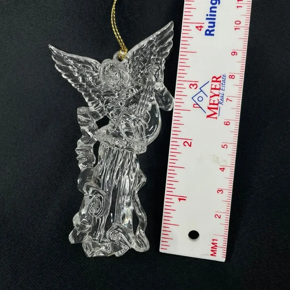 Vintage Crystal Angel Playing Instrument Christmas Ornament Made In Tawain